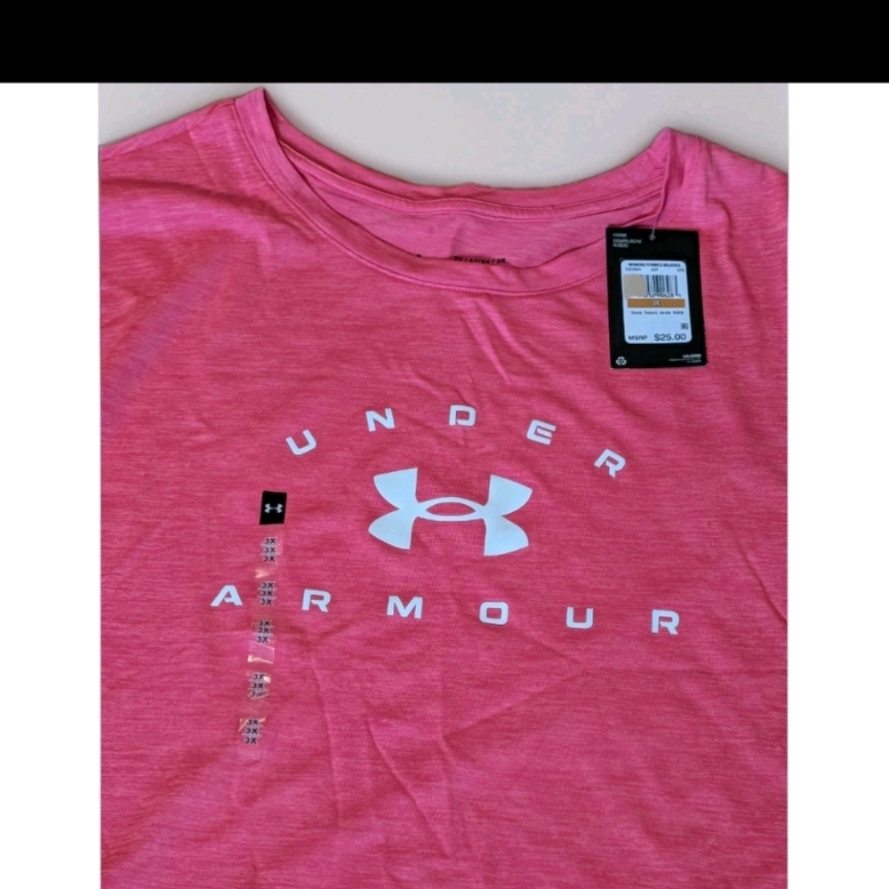 Women's Under Armor  Graphic Plus 3X Loose Heatgear  T Shirt  Hot Pink NEW